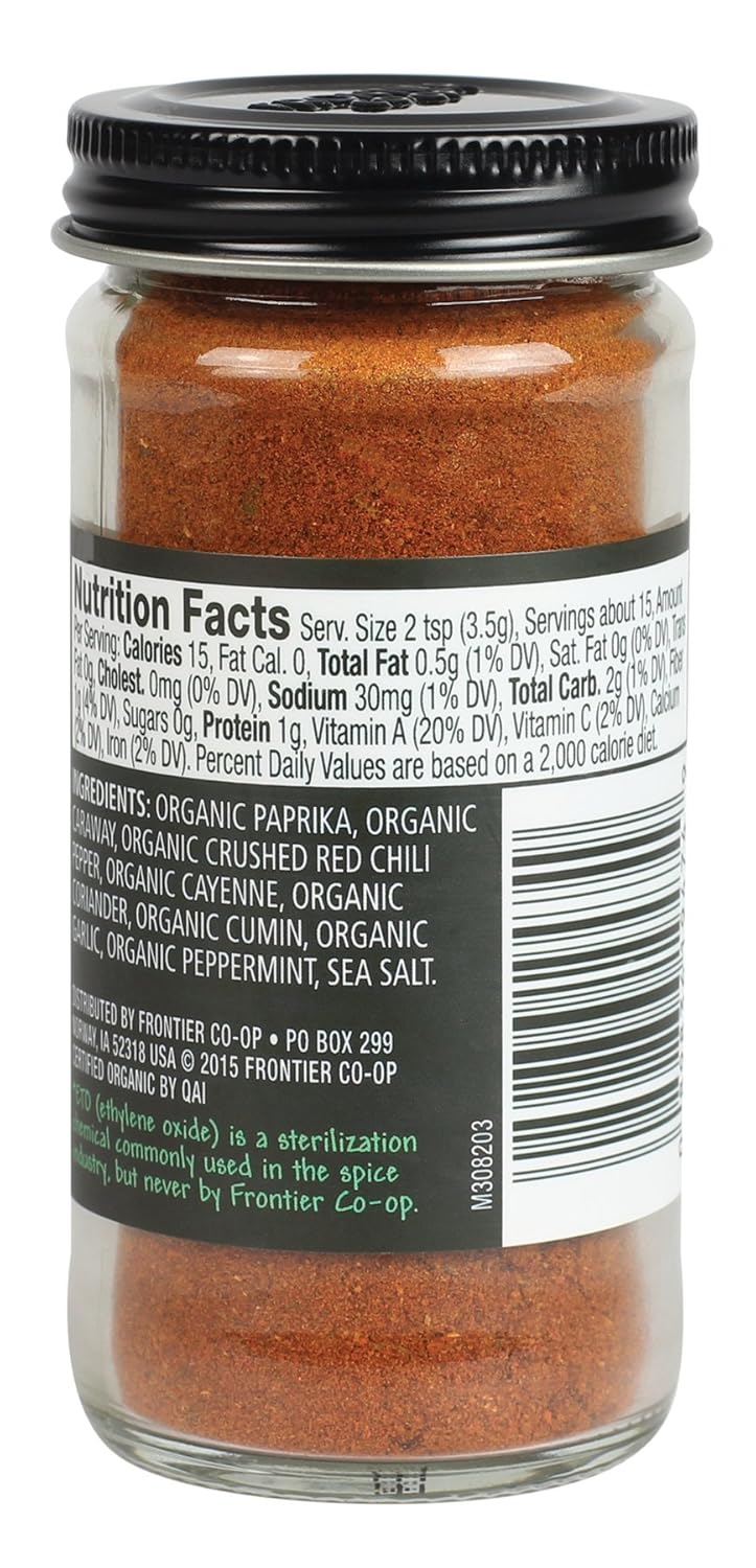 Frontier Co-Op Organic Harissa Seasoning, 1.9 Ounce Bottle, N. African Heat With Chili Peppers, Cayenne, Paprika & Coriader