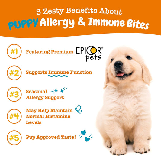 Zesty Paws Dog Allergy Relief - Anti Itch Supplement - Omega 3 Probiotics For Dogs - Digestive Health - Soft Chews For Skin & Seasonal Allergies - With Epicor Pets - Puppy - Lamb - 90 Count