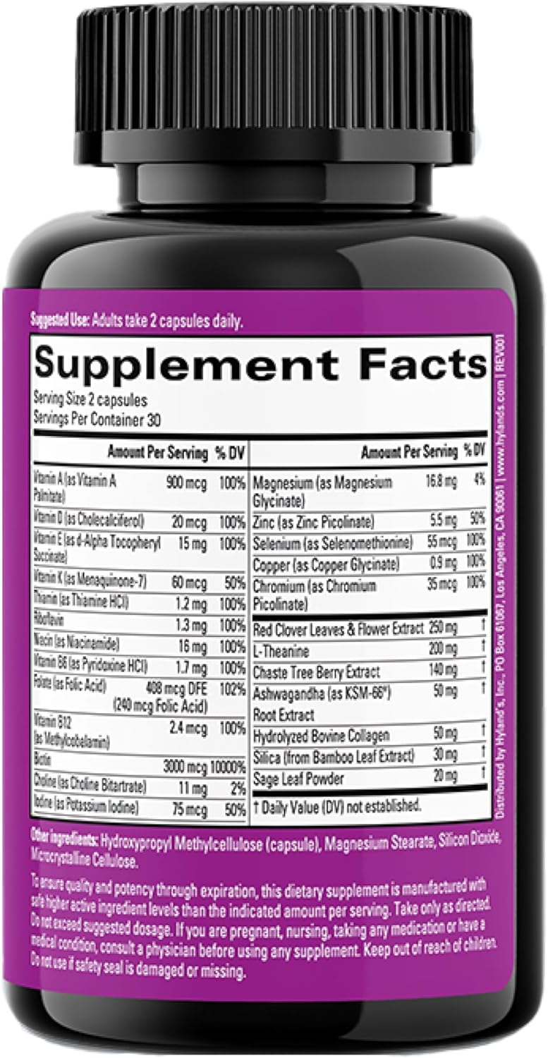 Hyland'S Rock On Menopause And Youthful Skin Multivitamin For Women With Immune Support, 60 Capsules, Menopause Relief For Women With Biotin, Collagen, And Red Clover : Health & Household