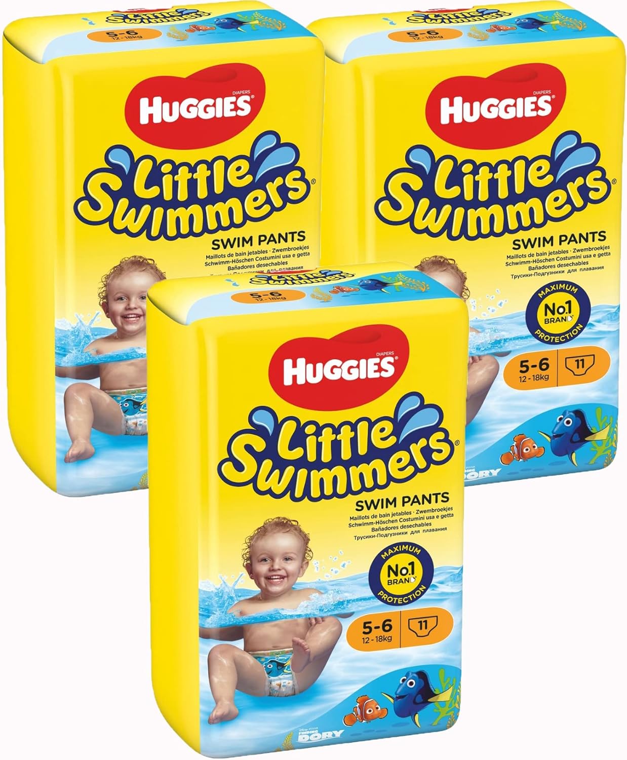 Huggies Little Swimmers Baby Disposable Swim Diapers Pants Size 5-6, 11 Count (Pack Of 3)