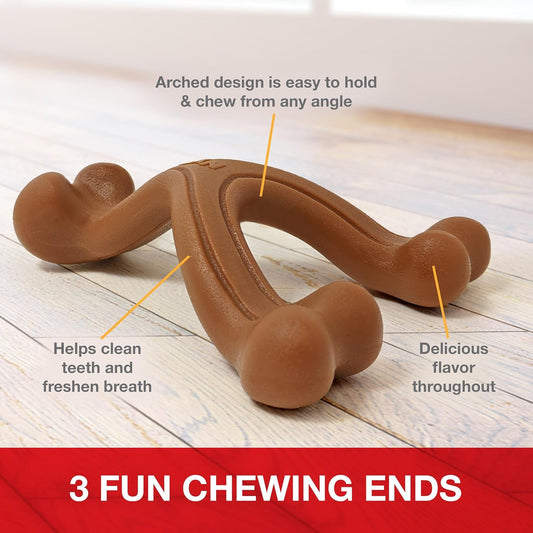 Nylabone Power Chew Ergonomic Hold & Chew Wishbone Chew Toy For Dogs, Indestructible Chew Toys For Aggressive Chewers, Bacon Flavor, Large - Up To 50 Lbs. (1 Count)