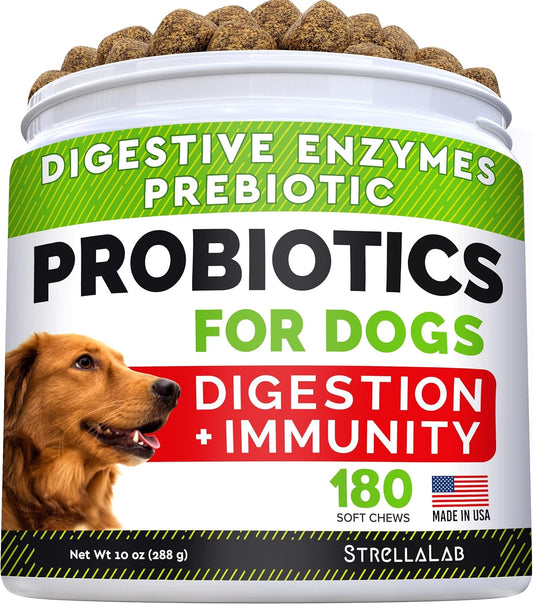 Dog Probiotics + Pumpkin For Dogs Bundle - Allergy, Gas, Diarrhea + Constipation, Food Sensitivity,Scoot - Digestive Enzymes + Prebiotics + Pure Pumpkin Powder - Immunity - 180Ct + 8.1Oz - Made In Usa