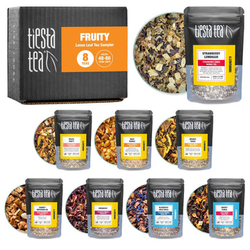 Tiesta Tea - Fruity Tea Sampler | 8 Exotic Loose Leaf Tea Blends - Caffeine Free Loose Leaf Tea Sampler | Assorted Fruit & Herbal Teas, Peach, Mango, Cherry - 8 Resealable Sample Pouches