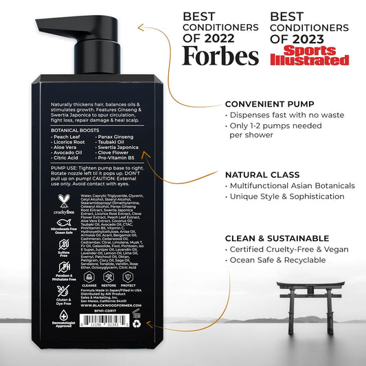 Blackwood For Men Active Man Daily Conditioner - Men'S Thickening Conditioner For Hair Loss & Dandruff - Deep Treatment For Shine - Natural Vegan Formula - Sulfate, Paraben, & Cruelty-Free (17 Oz)