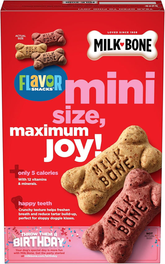 Milk-Bone Mini'S Flavor Snacks Dog Treats, 15 Ounce (Pack Of 6) Crunchy Texture Helps Reduce Tartar