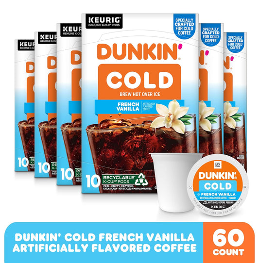 Dunkin' Cold French Vanilla Flavored Coffee, 60 Keurig K-Cups