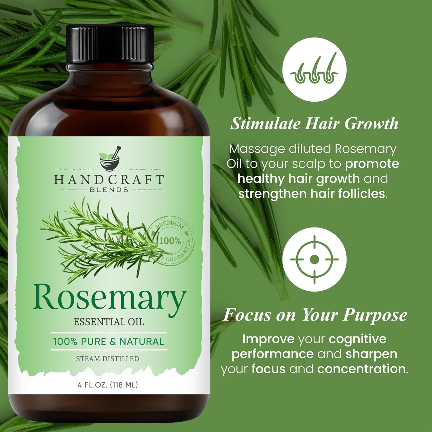 Handcraft Blends Rosemary Essential Oil - Huge 4 Fl Oz - 100% Pure and Natural - Premium Grade with Glass Dropper : Health & Household