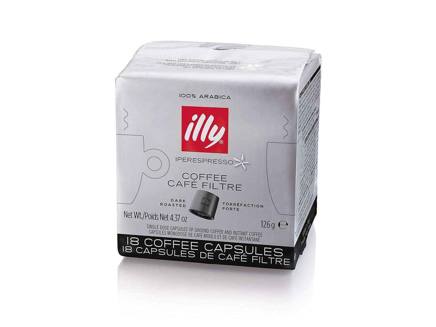 Illy Coffee, Iper Coffee Capsule, Medium Roast Drip Pod, 100% Arabica Bean Signature Italian Blend, Premium Gourmet Roast Brewed, Compatible With Multi Beverage Illy Iperespresso Machines (18 Ct)