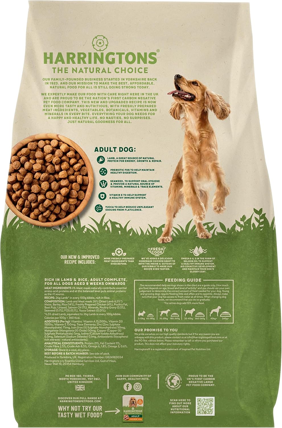 Harringtons Complete Dry Adult Dog Food Lamb & Rice 15kg - Made with All Natural Ingredients :Pet Supplies
