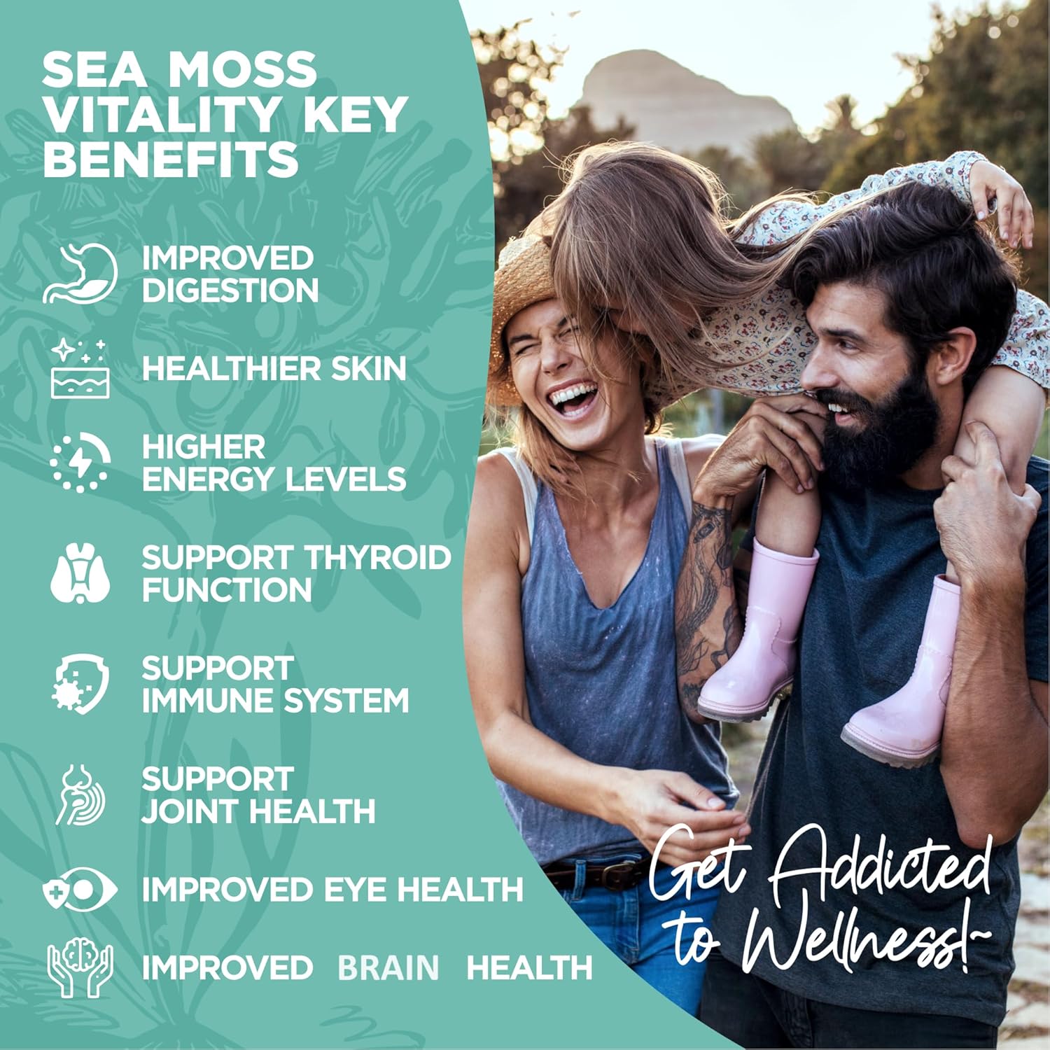 Herbame Organic Irish Sea Moss With Bladderwrack, Burdock Root & Black Pepper Extract, 150 Capsules, Thyroid Support, Natural Iodine Source, Promotes Immune System, Cell Food, Alkaline Supplement : Health & Household
