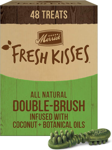Merrick Fresh Kisses Natural Dental Chews Infused with Coconut and Botanical Oils for Small Dogs 15-25 Lbs - 48 ct. Box
