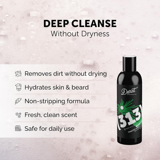 Detroit Grooming Co. Beard Wash - Men'S Beard Shampoo - Deeply Cleanses & Refreshes Beards - Aloe Vera With Essential Oils - Beard & Mustache Cleanser - Toasted Vanilla & Amber Scent - 313-8Oz