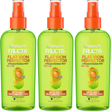 Garnier Fructis Style Flat Iron Perfector Straightening Mist For Heat Protection, Argan Oil, 6.0 Fl Oz, 3 Count (Packaging May Vary)