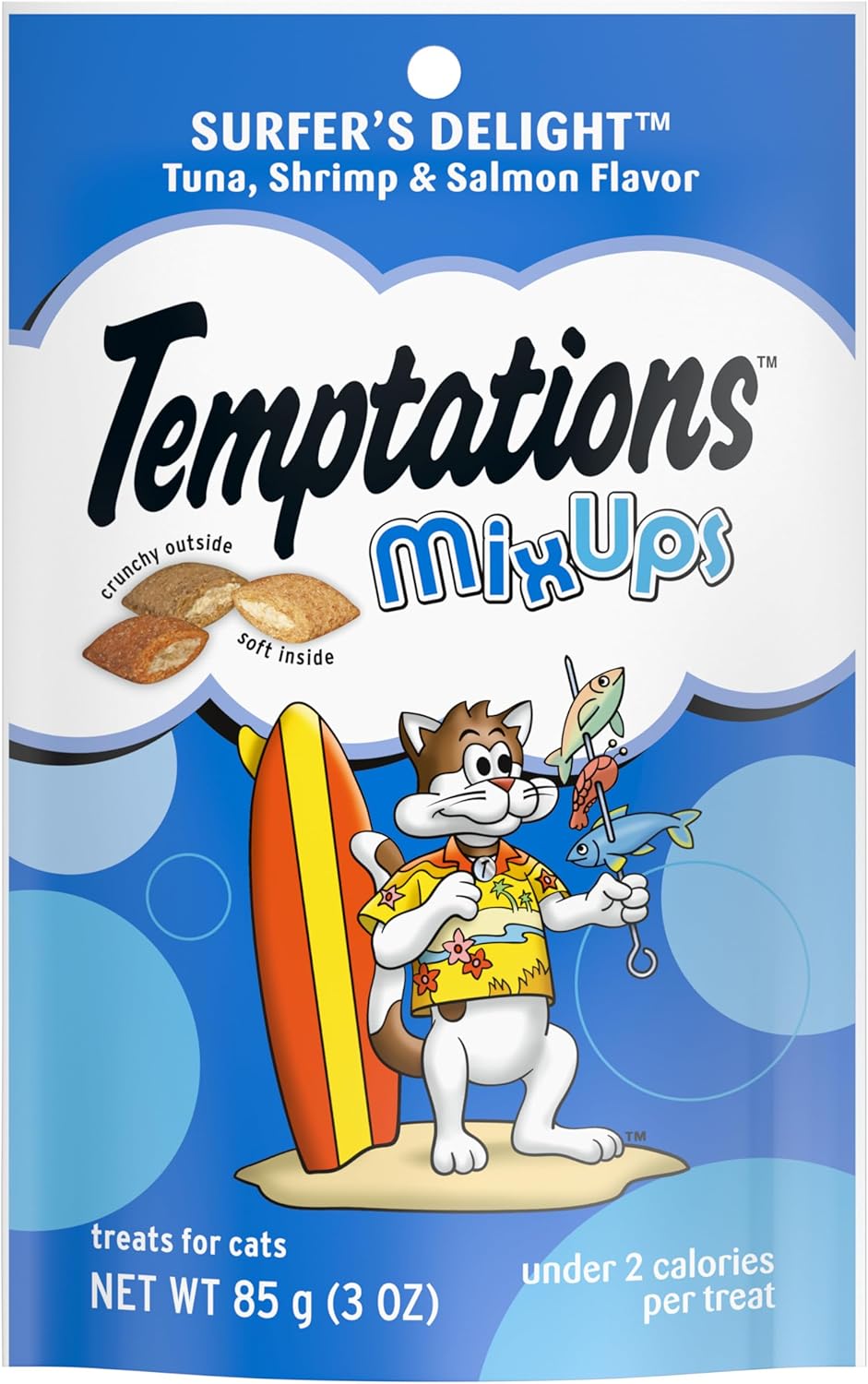 Temptations Mixups Crunchy And Soft Cat Treats Surfers' Delight Flavor, (12) 3 Oz. Pouches