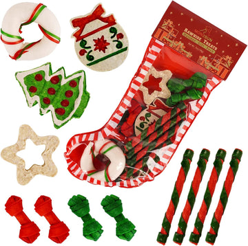 Mon2Sun 12 Count Christmas Dog Rawhide Holiday Stocking For Small Dogs Treats For Dogs