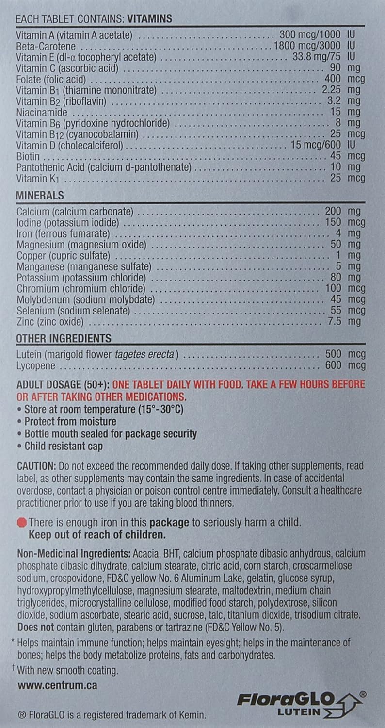Centrum Select Essentials, Complete Multivitamin & Mineral Supplement, Adults 50+, 100 Tablets