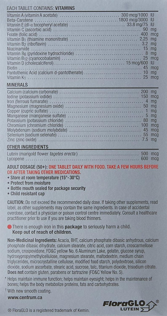 Centrum Select Essentials, Complete Multivitamin & Mineral Supplement, Adults 50+, 100 Tablets