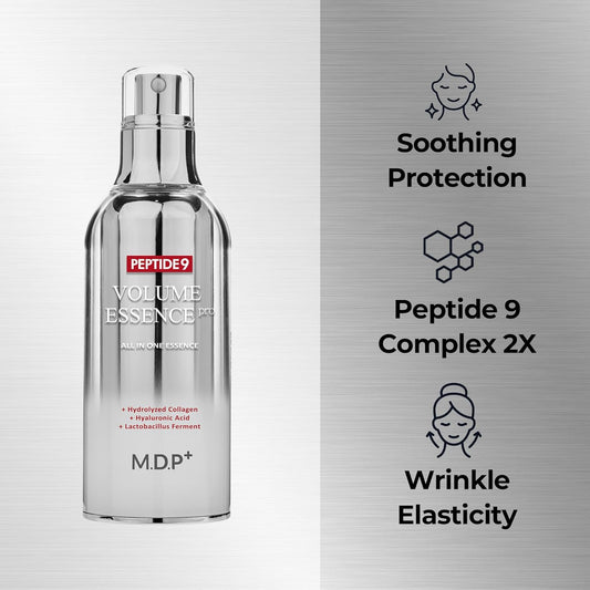 Mdp+ Peptide 9 All In One Essence Pro 3.38 Fl.Oz + Red Lacto Collagen Wrapping Mask 2.36 Fl.Oz | Aging Care, Moisturizing, Glowy Skin, Skin Elasticity, Pore Lifting