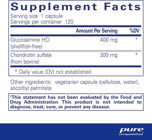 Pure Encapsulations Glucosamine Hcl Chondroitin | Hypoallergenic Dual|Strength Support For Healthy Joint Motility And Function | 120 Capsules