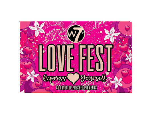 W7 Love Fest Pressed Pigment Palette - 40 Playful Party Colors With Matte, Shimmer, Glitters - Flawless Long-Lasting Bold Makeup