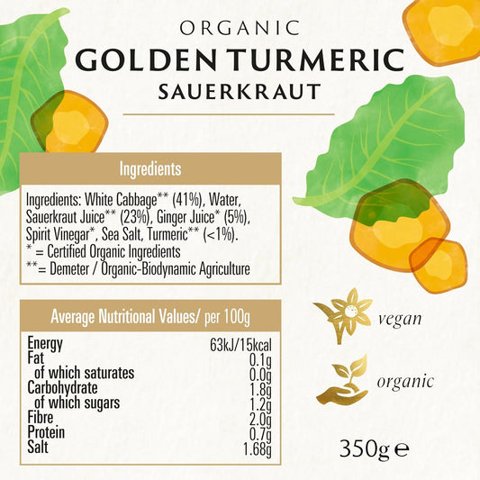 Biona Demeter Organic Sauerkraut Golden Turmeric 350G
