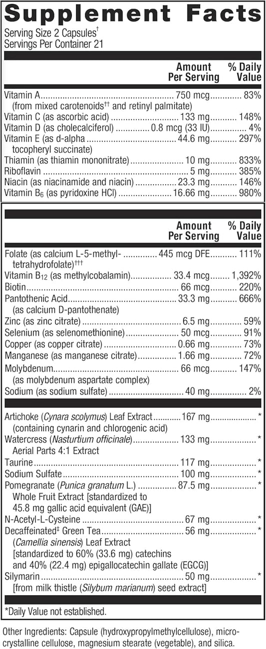 Metagenics Advaclear - Daily Support For Detoxification* - Detox Supplements* - With Vitamin B12, Pantothenic Acid & Zinc Citrate - 42 Capsules