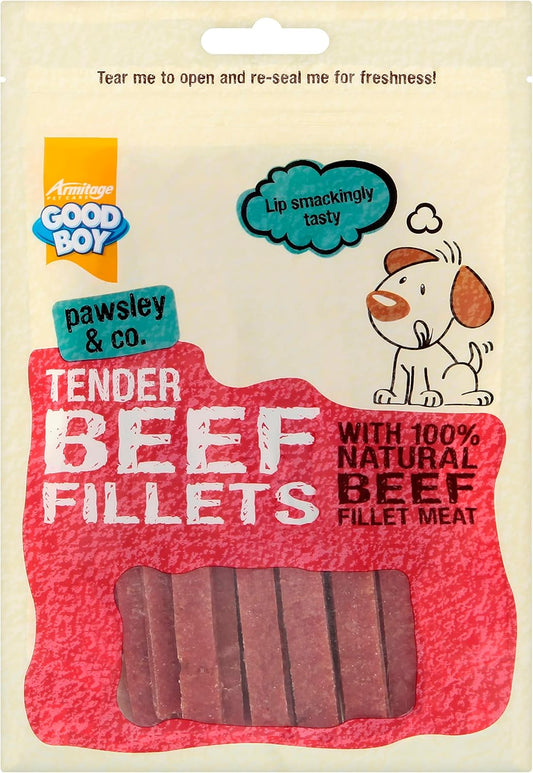 Good Boy - Tender Beef Fillets - Dog Treats - Made With 100% Natural Beef - 90 G E - No Artificial Flavouring - Case Of 10