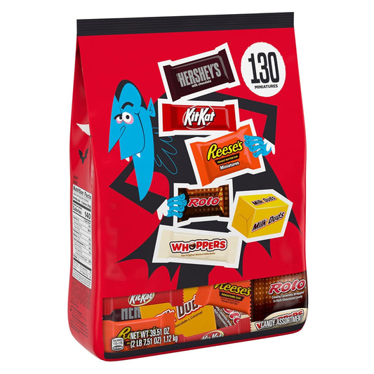 Hershey Miniatures Assorted Flavored, Halloween Candy Bulk Bag, 39.51 Oz (130 Pieces)