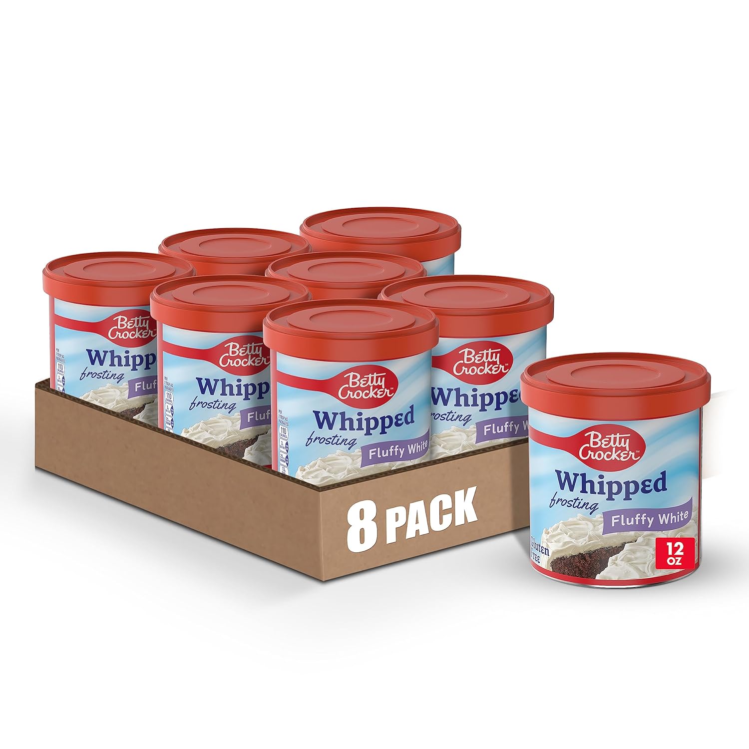 Betty Crocker Gluten Free Whipped Fluffy White Frosting, 12 oz. (Pack of 8)