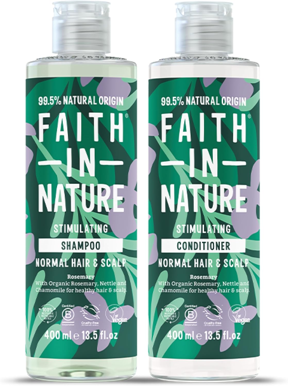 Faith In Nature Natural Lavender & Geranium Shampoo And Conditioner Set, Nourishing, Vegan & Cruelty Free, No Sls Or Parabens, For Normal To Dry Hair, 2 X 400Ml Pack