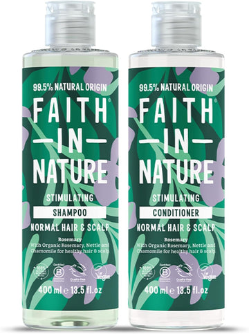 Faith In Nature Natural Rosemary Shampoo And Conditioner Set, Balancing, Vegan & Cruelty Free, No Sls Or Parabens, For Normal To Oily Hair, 2 X 400Ml Pack