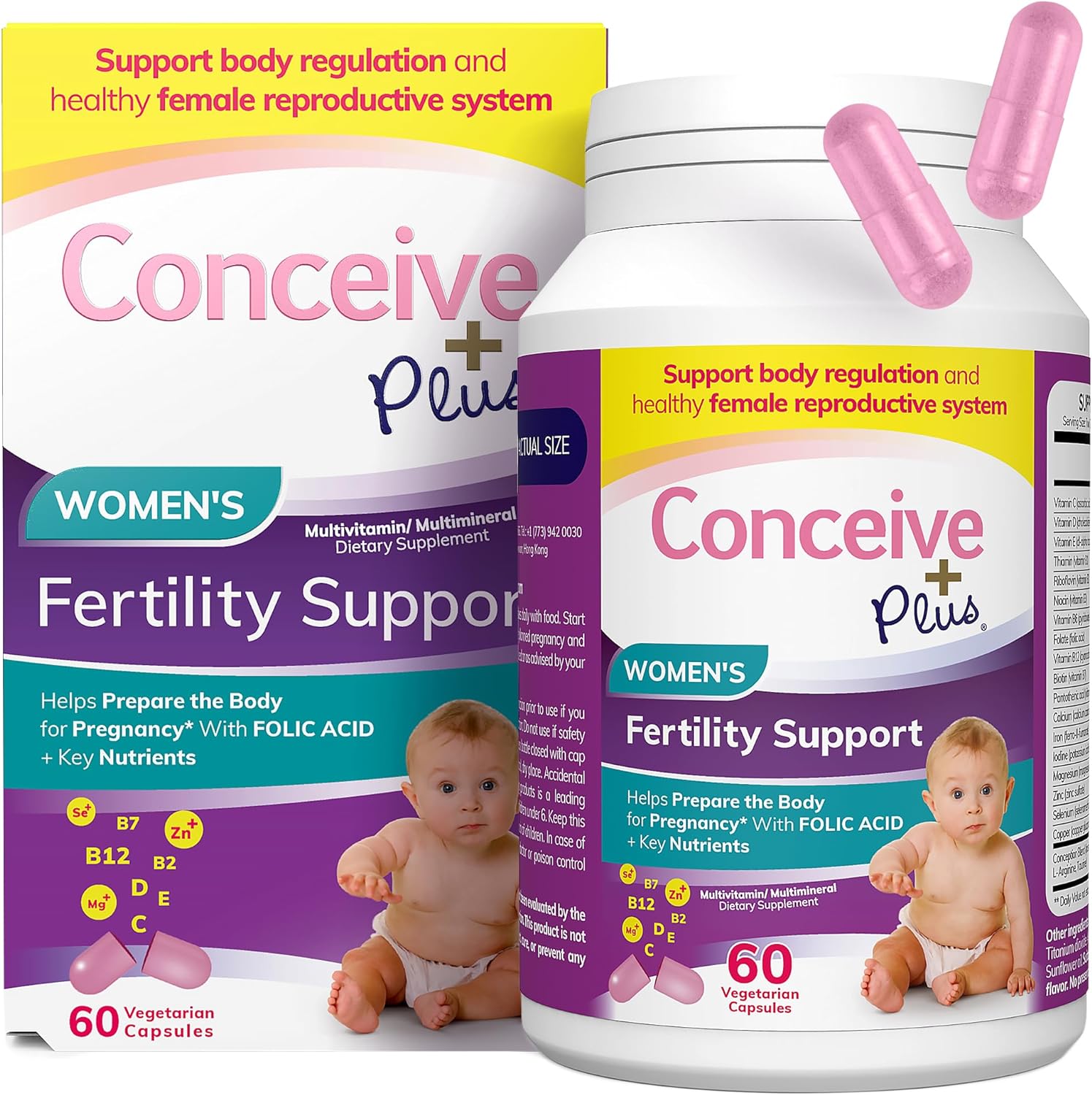 Conceive Plus Fertility Supplements For Women - Prenatal Vitamins - Promote Ovulation, Aid Hormone Balance, Cycle Consistency, Myo-Inositol, Folate, Folic Acid, Biotin For Conception, 60 Soft Capsules