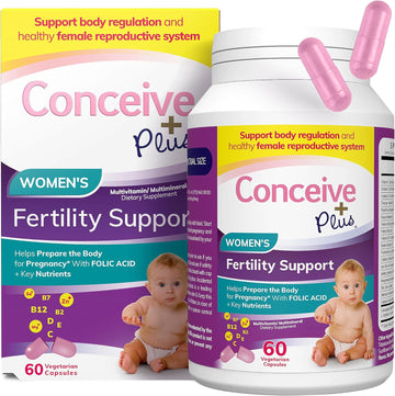 Conceive Plus Fertility Supplements For Women - Prenatal Vitamins - Promote Ovulation, Aid Hormone Balance, Cycle Consistency, Myo-Inositol, Folate, Folic Acid, Biotin For Conception, 60 Soft Capsules