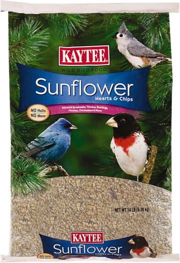 Kaytee Sunflower Hearts & Chips Wild Bird Food For Cardinals, Chickadees, Finches, Goldfinches, Grosbeaks, Nuthatches, And Titmice, 14 Lb