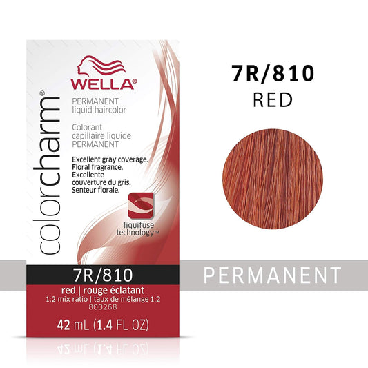 Wella Professionals Invigo Brilliance Color Protection Shampoo & Conditioner, For Fine Hair + Wella Colorcharm Permanent Liquid Hair Color For Gray Coverage, 7R Red