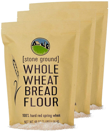 Hard Red Spring Wheat Flour | 9 LBS | Non-GMO Project Verified | 100% Non-Irradiated | Certified Kosher Parve | USA Grown | Field Traced | Resealable Kraft Bag (3 Pound, Pack of 3)