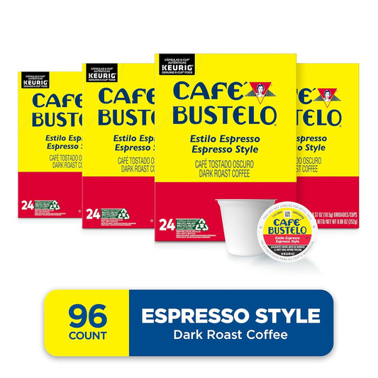 Café Bustelo Espresso Style Dark Roast Coffee, 24 Count (Pack Of 4), Total 96 Keurig K-Cup Pods