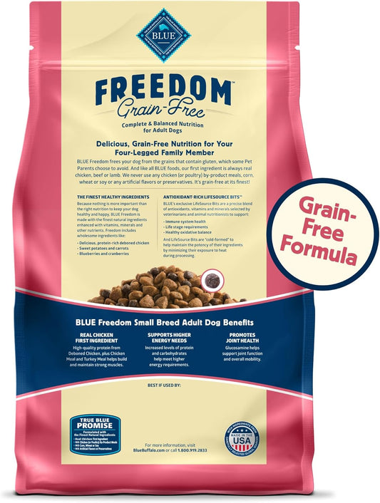 Blue Buffalo Freedom Grain-Free Small Breed Dry Dog Food, Supports High Energy Needs, Made In The Usa With Natural Ingredients, Chicken & Potatoes, 4-Lb. Bag