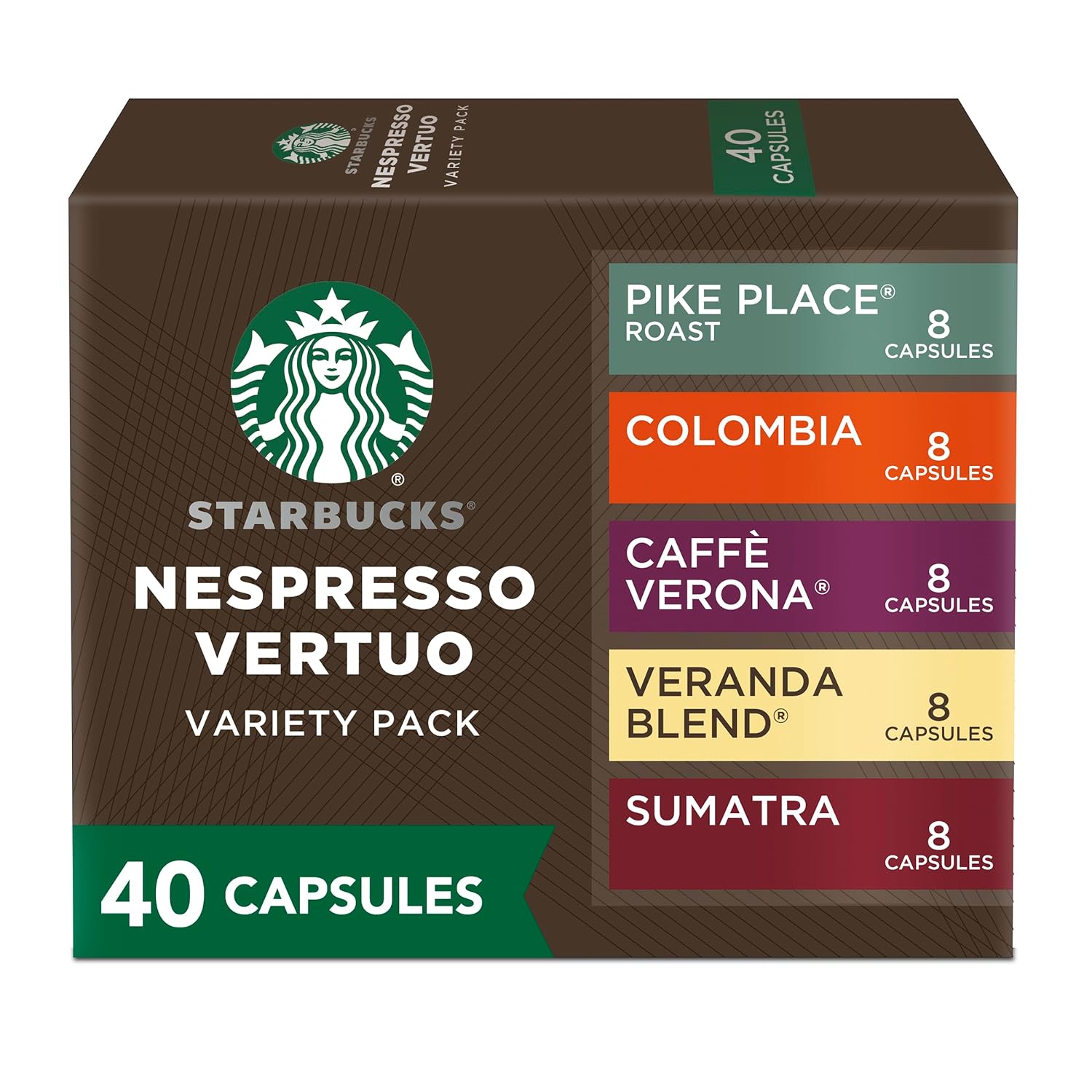 Starbucks By Nespresso Vertuo, Blonde, Medium, And Dark Roast Variety Pack Coffee, 40-Count Coffee Pods, Brews 7.8 Oz