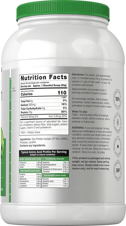 Horbäach Soy Protein Isolate Powder | 3Lb | Unflavored | Vegan, Non-Gmo, Gluten Free