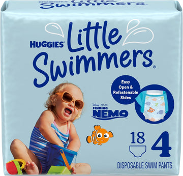 Huggies Little Swimmers Disposable Swimming Diapers, Size 4 (24-34 Lbs), 18 Ct