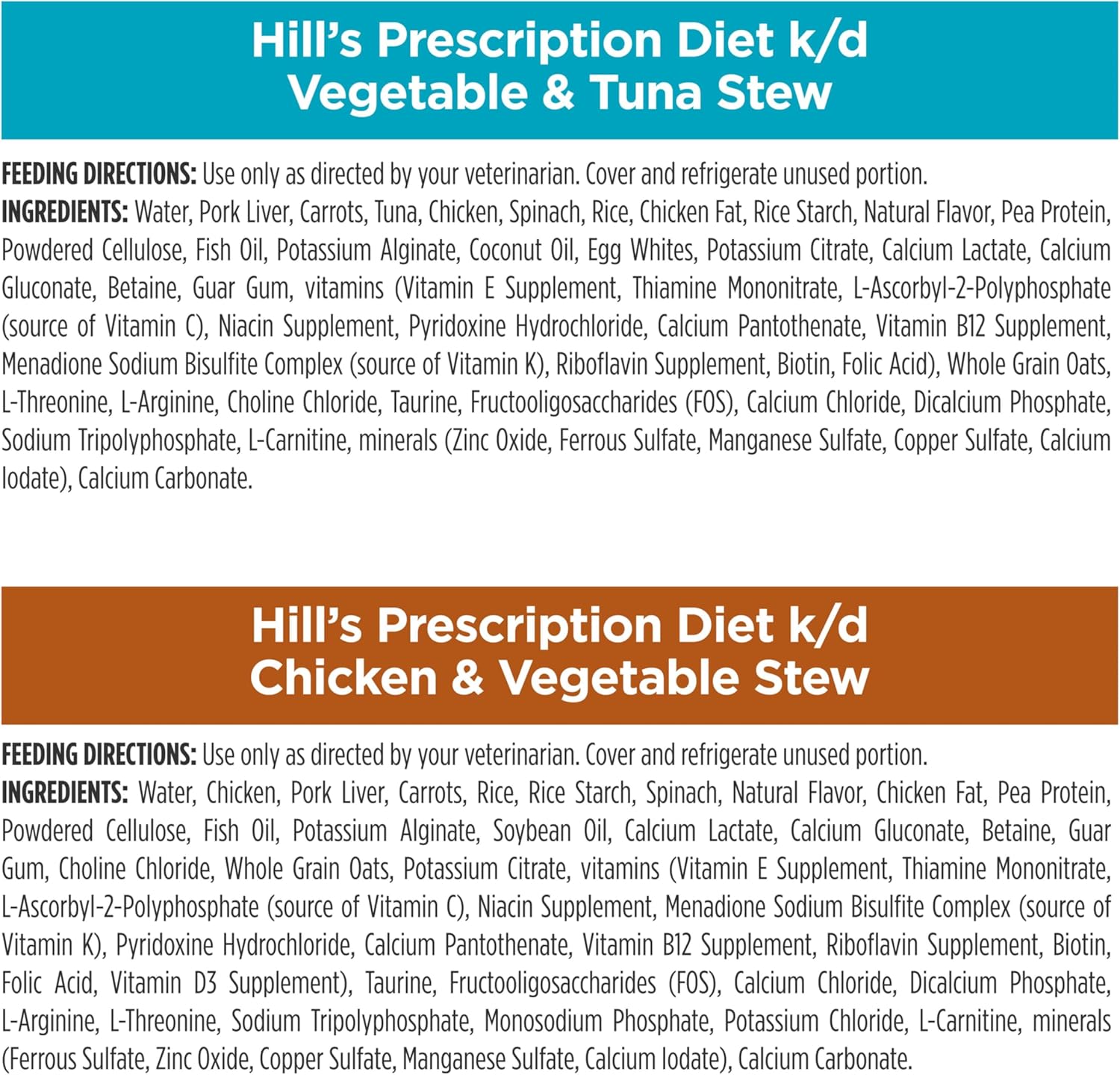 Hill's Prescription Diet k/d Kidney Care Stew Variety Pack Canned Cat Food, 2.9 oz., Count of 24 : Pet Supplies