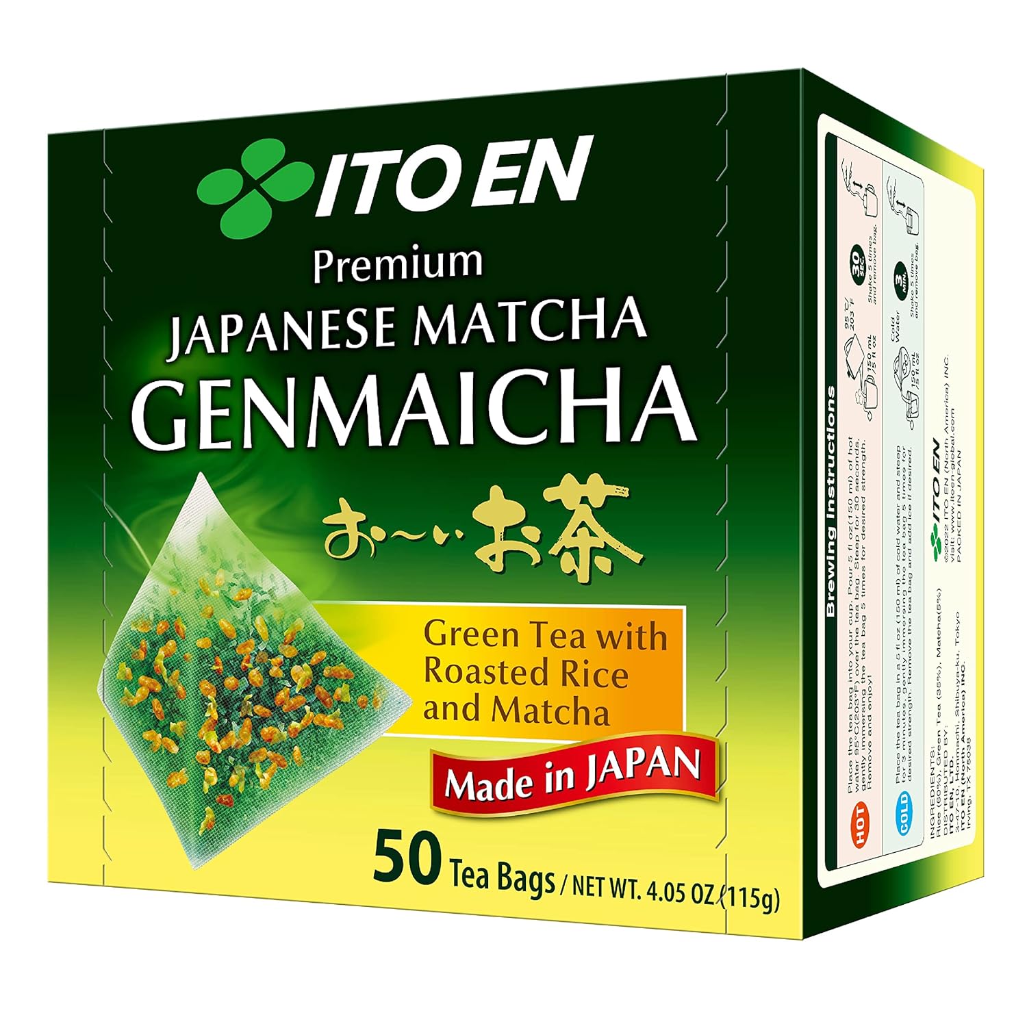 Ito En Oi Ocha Premium Japanese Matcha Genmaicha Green Tea - Tea Bags, 50 Count (Pack Of 1)