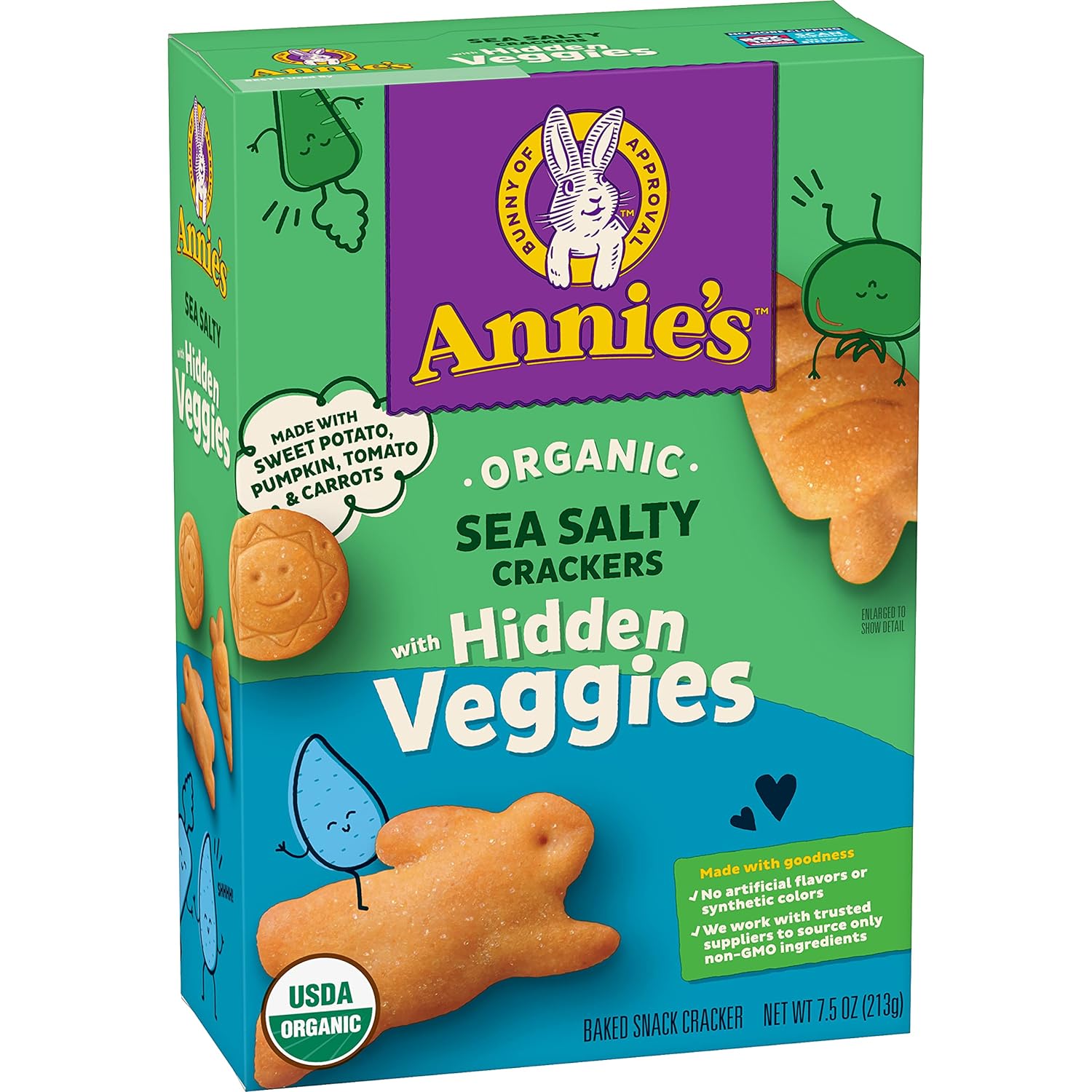 Annie'S Organic, Hidden Veggie, Sea Salty Crackers 7.5 Oz