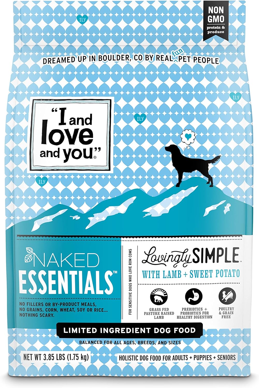I and love and you Lovingly Simple Dry Dog Food - Lamb + Sweet Potato - Grain Free, Filler Free, Prebiotic + Probiotic 3.85lb Bag