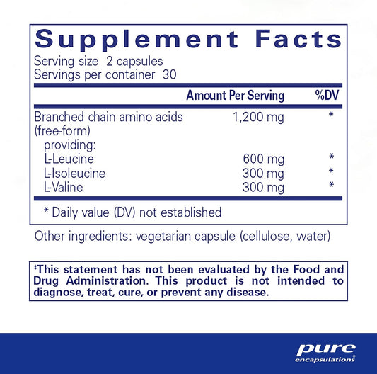 Pure Encapsulations Bcaa Capsules | Hypoallergenic Supplement To Support Muscle Function During Exercise* | 60 Capsules