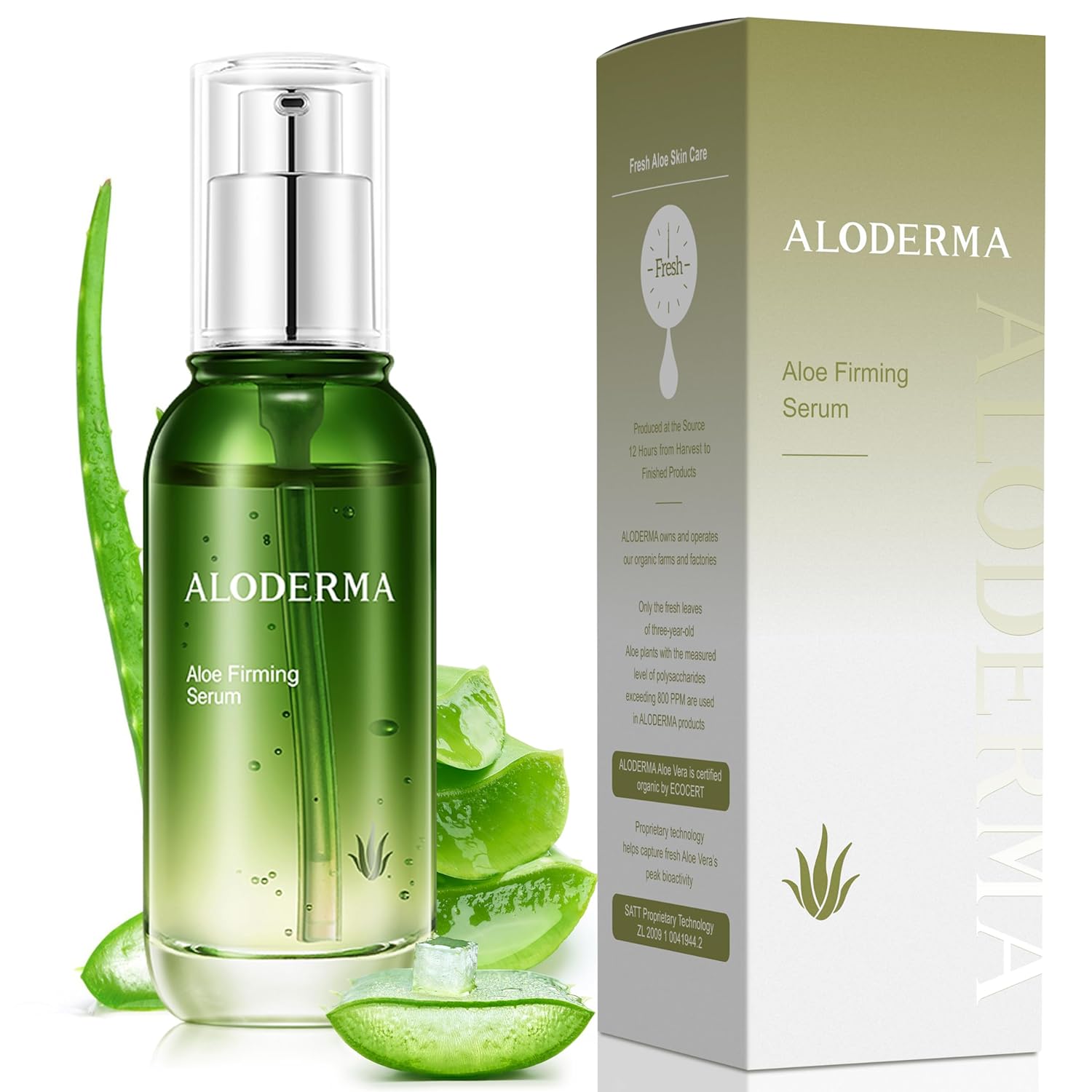 Aloderma Firming Face Serum with 64% Organic Aloe Vera - Age-Defying Face Plumping Serum for Radiant Skin - Tighten Skin, Reduce the Appearance of Fine Lines & Wrinkles with Hyaluronic Acid, 1.7 Oz