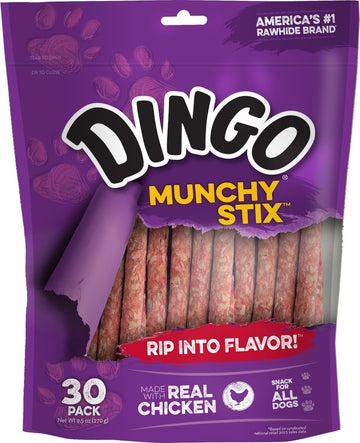 Dingo Munchy Stix Rawhide And Chicken Treat For Dogs, 30 Ct