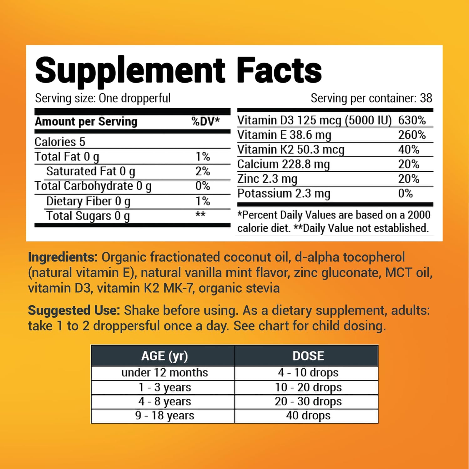 Dr. Berg Liquid Vitamin D3 & K2 Supplement - For Bone, Teeth, Mood & Immune Health - Vitamin D3 & K2 Drops for Adults - 1 fl oz : Health & Household