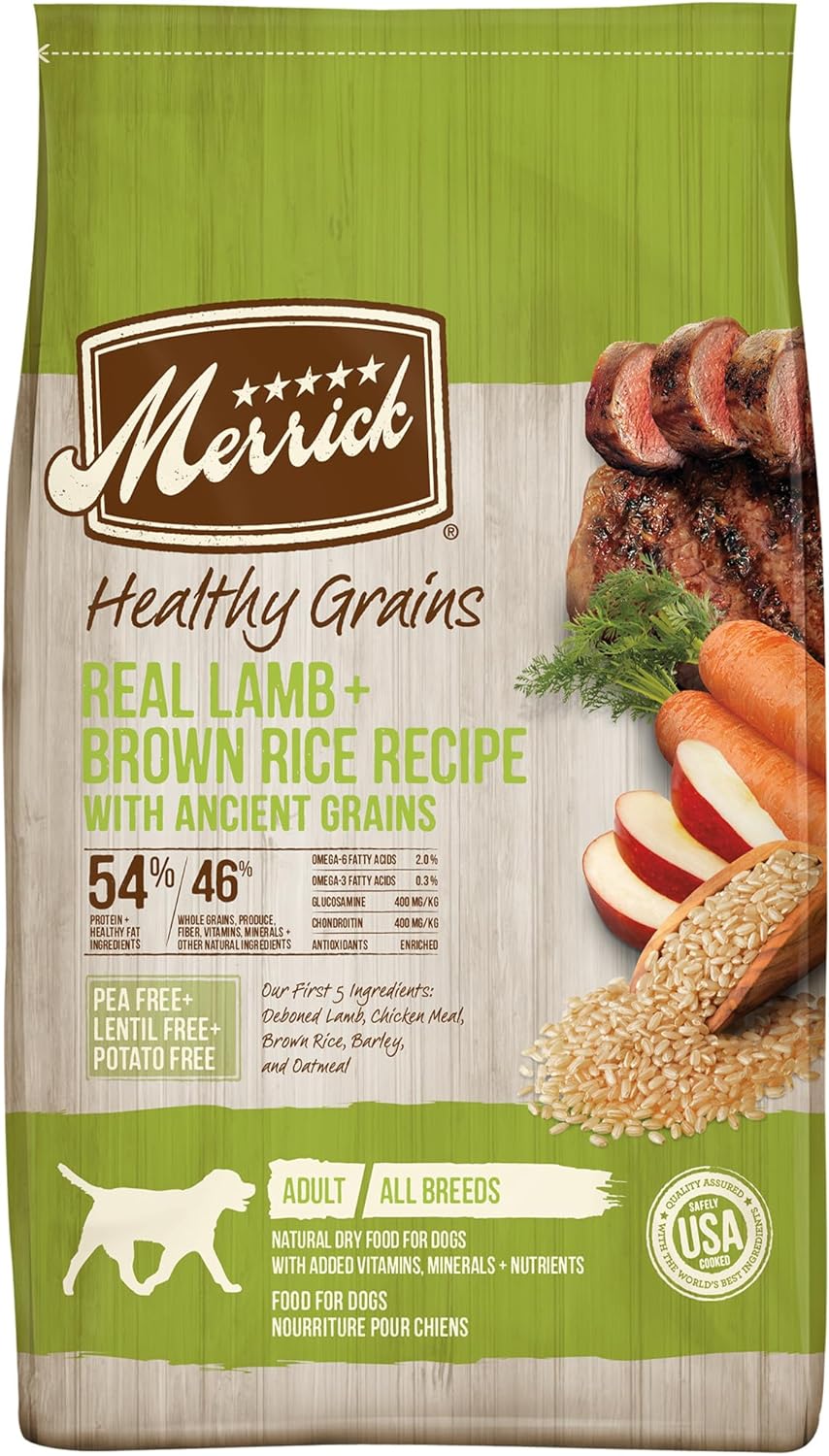 Merrick Classic Healthy Grains Dry Dog Food Real Lamb + Brown Rice Recipe with Ancient Grains - 4 lb. Bag